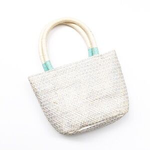 Cream/silver metallic little girls mini bag